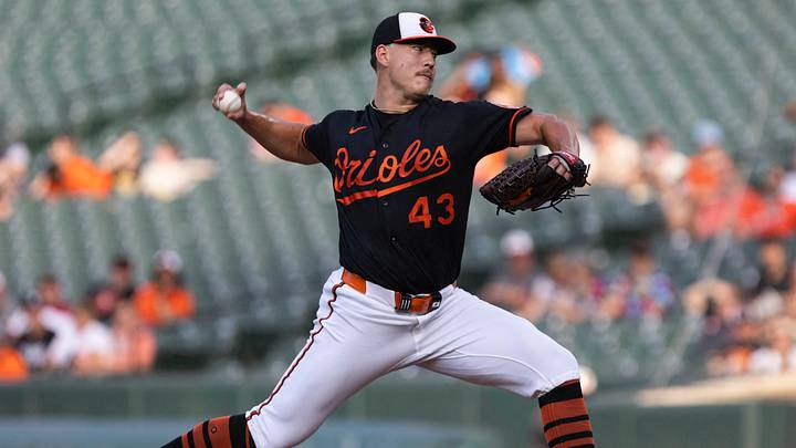 Jun 30, 2026; Baltimore, Maryland, USA; Baltimore Orioles pitcher Trey Gibson (43) pitching in the first inning against the Chicago White Sox at Oriole Park at Camden Yards. Mandatory Credit: Lexi Thompson-Imagn Images Jun 30, 2026; Baltimore, Maryland, USA; Baltimore Orioles pitcher Trey Gibson (43) pitching in the first inning against the Chicago White Sox at Oriole Park at Camden Yards. Mandatory Credit: Lexi Thompson-Imagn Images