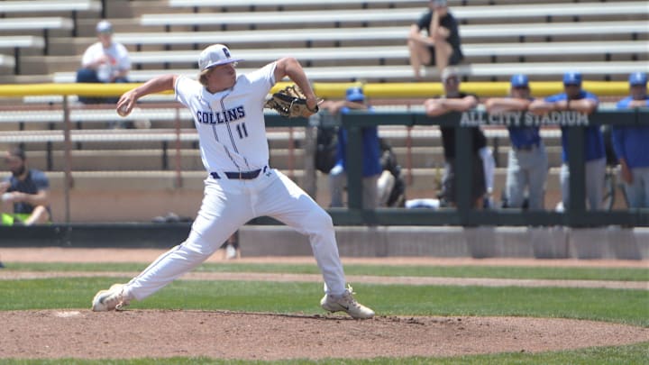 Fort Collins pitcher Van Worman delivers a pitch to the plate against Grandview in a Colorado 5A high school baseball state tournament game.
