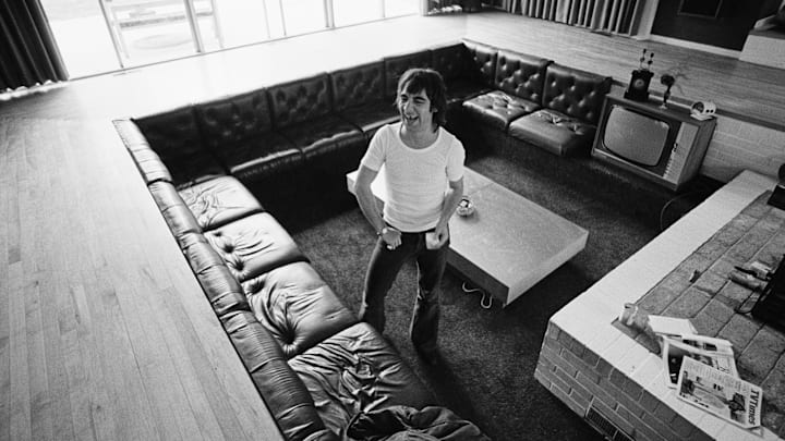 Keith Moon in his then-trendy sunken living room.