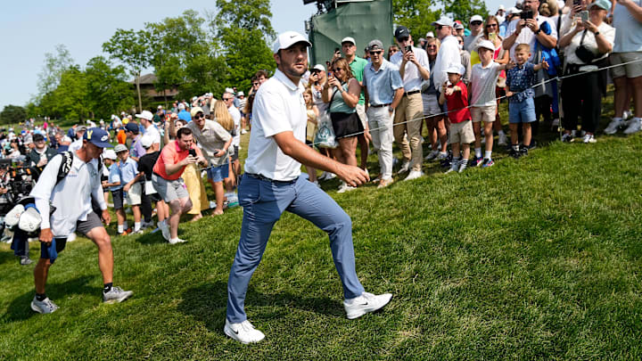 Scottie Scheffler walks off the ninth green during the final round of the Memorial Tournament at Muirfield Village Golf Club in Dublin on June 1, 2025.