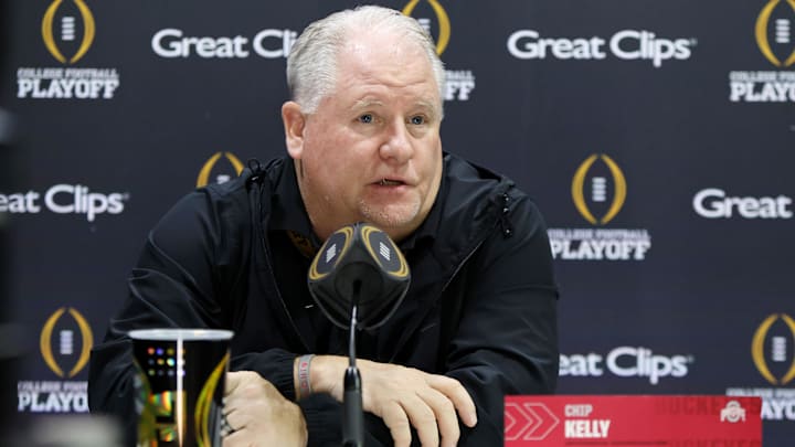 Ohio State Buckeyes offensive coordinator Chip Kelly talked to the media before a Playoff game