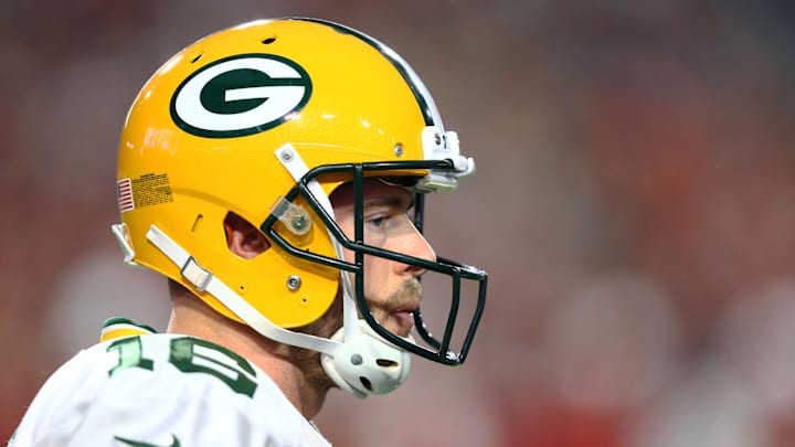 Dec 27, 2015; Glendale, AZ, USA; Green Bay Packers quarterback Scott Tolzien (16) against the Arizona Cardinals at University of Phoenix Stadium. The Cardinals defeated the Packers 38-8. Mandatory Credit: Mark J. Rebilas-Imagn Images