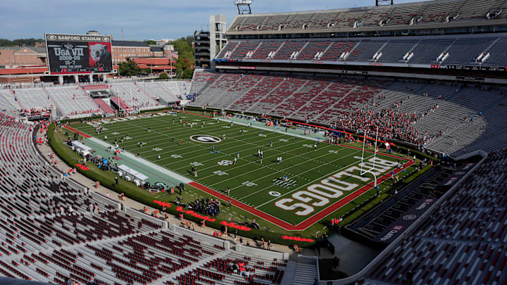 Sanford Stadium before the start of a NCAA college football game against Kentucky in Athens, Ga., on Saturday, October 4, 2025. Sanford Stadium before the start of a NCAA college football game against Kentucky in Athens, Ga., on Saturday, October 4, 2025.