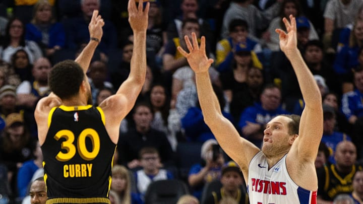 Jan 5, 2024; San Francisco, California, USA; Golden State Warriors guard Stephen Curry (30) shoots a