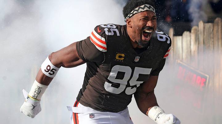 Browns defensive end Myles Garrett was traded to the Rams on Monday.