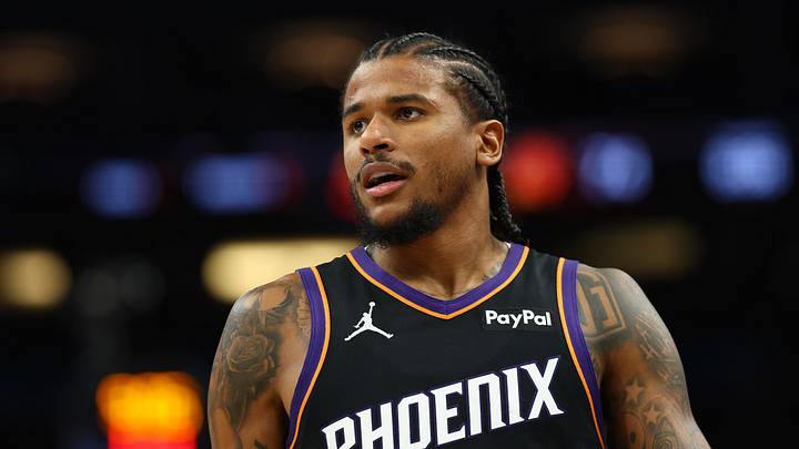 Apr 27, 2026; Phoenix, Arizona, USA; Phoenix Suns guard Jalen Green (4) against the Oklahoma City Thunder during game four of the first round of the 2026 NBA Playoffs at Mortgage Matchup Center. Mandatory Credit: Mark J. Rebilas-Imagn Images Apr 27, 2026; Phoenix, Arizona, USA; Phoenix Suns guard Jalen Green (4) against the Oklahoma City Thunder during game four of the first round of the 2026 NBA Playoffs at Mortgage Matchup Center. Mandatory Credit: Mark J. Rebilas-Imagn Images