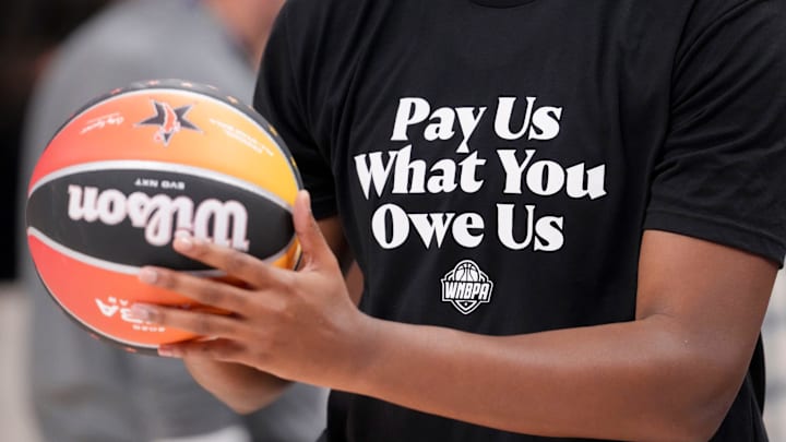 Indiana Fever's Aliyah Boston (7) warms up Saturday, July 19, 2025, ahead of the WNBA All-Star Game at Gainbridge Fieldhouse in Indianapolis.