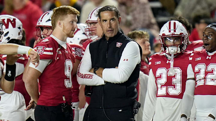 Wisconsin Badgers head coach Luke Fickell is seen during the second half of the game against the Iowa Hawkeyes, October 11, 2025, at Camp Randall in Madison