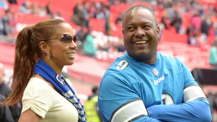 Detroit Lions former quarterback Rodney Peete (right) and wife Holly Robinson Peete attend NFL International Series game Detroit Lions former quarterback Rodney Peete (right) and wife Holly Robinson Peete attend NFL International Series game