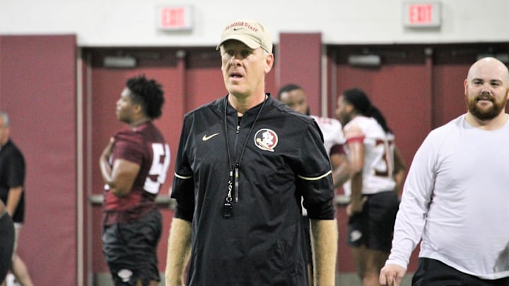 FSU tight ends coach Chris Thomsen at a Tour of Duty conditioning workout on Feb. 13, 2020.

Img 5129