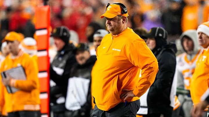 Tennessee Volunteers head coach Josh Heupel watches the game in the first half at Ohio Stadium on Saturday, Dec. 21, 2024 in Columbus, Ohio.