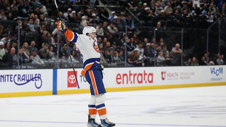 Nov 14, 2025; Salt Lake City, Utah, USA; New York Islanders defenseman Matthew Schaefer (48) reacts to scoring the game winning goal against the Utah Mammoth during overtime at Delta Center. Mandatory Credit: Rob Gray-Imagn Images Nov 14, 2025; Salt Lake City, Utah, USA; New York Islanders defenseman Matthew Schaefer (48) reacts to scoring the game winning goal against the Utah Mammoth during overtime at Delta Center. Mandatory Credit: Rob Gray-Imagn Images