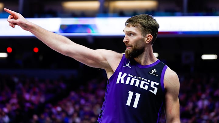 Jan 16, 2026; Sacramento, California, USA; Sacramento Kings forward Domantas Sabonis (11) reacts after a play during the fourth quarter against the Washington Wizards at Golden 1 Center. Mandatory Credit: Sergio Estrada-Imagn Images Jan 16, 2026; Sacramento, California, USA; Sacramento Kings forward Domantas Sabonis (11) reacts after a play during the fourth quarter against the Washington Wizards at Golden 1 Center. Mandatory Credit: Sergio Estrada-Imagn Images
