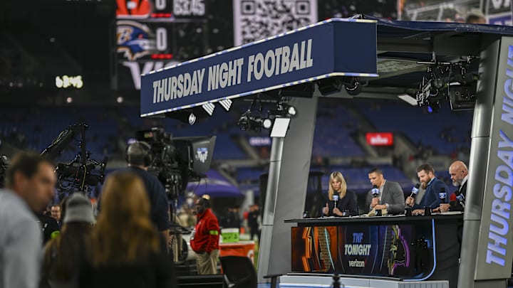 Nov 16, 2023; Baltimore, Maryland, USA; A general view of the Thursday Night Football set before the