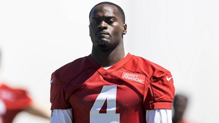 Arizona Cardinals running back Jeremiyah Love (4) during rookie minicamp at Dignity Health Arizona Cardinals Training Center. Mandatory Credit: Mark J. Rebilas-Imagn Images