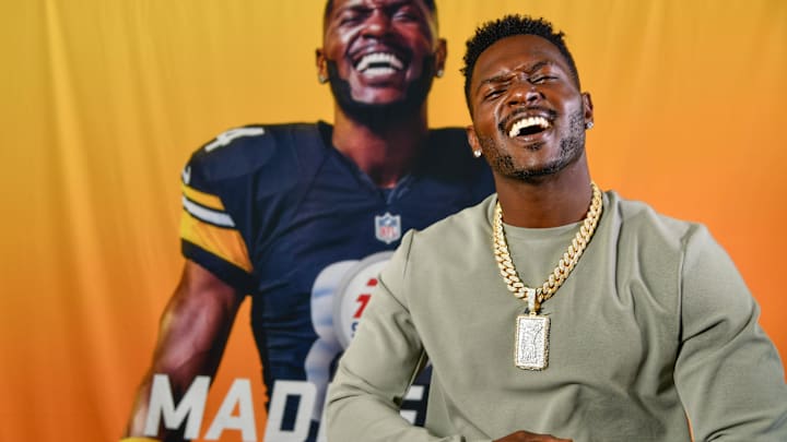 Then-Pittsburgh Steelers wide receiver Antonio Brown on the cover of EASports Madden 19 video game. Mandatory Credit: Robert Hanashiro-Imagn Images