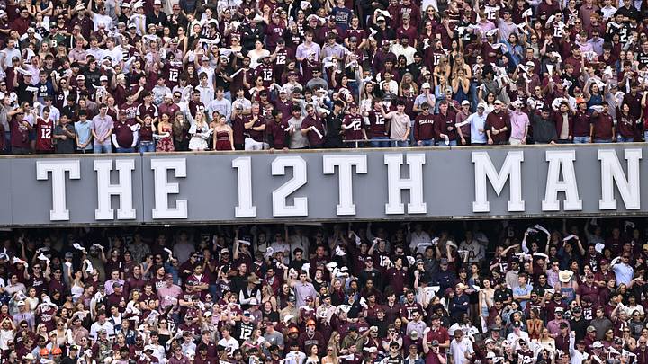 A view of the fans and the 12th Man logo before the game between the Texas A&M Aggies and the Miami Hurricanes at Kyle Field. A view of the fans and the 12th Man logo before the game between the Texas A&M Aggies and the Miami Hurricanes at Kyle Field.