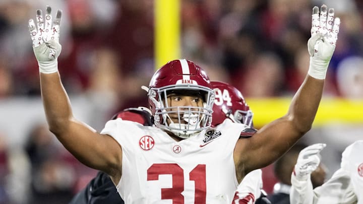 Alabama Crimson Tide defensive lineman Keon Keeley (31) against the Oklahoma Sooners during the College Football Playoff at Gaylord Family Oklahoma Memorial Stadium.