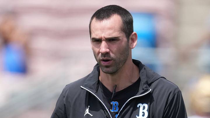 May 2, 2026; Pasadena, CA, USA; UCLA Bruins offensive coordinator Dean Kennedy during the spring game at Rose Bowl. Mandatory Credit: Kirby Lee-Imagn Images May 2, 2026; Pasadena, CA, USA; UCLA Bruins offensive coordinator Dean Kennedy during the spring game at Rose Bowl. Mandatory Credit: Kirby Lee-Imagn Images