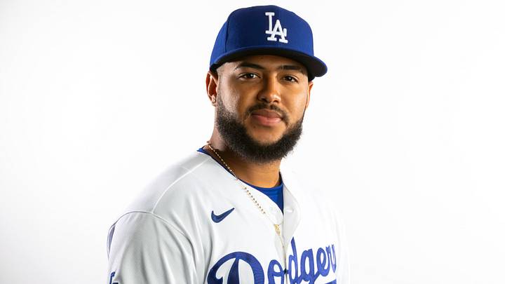 Feb 19, 2026; Glendale, AZ, USA; Los Angeles Dodgers pitcher Carlos Duran poses for a portrait during photo day at Camelback Ranch. Mandatory Credit: Mark J. Rebilas-Imagn Images