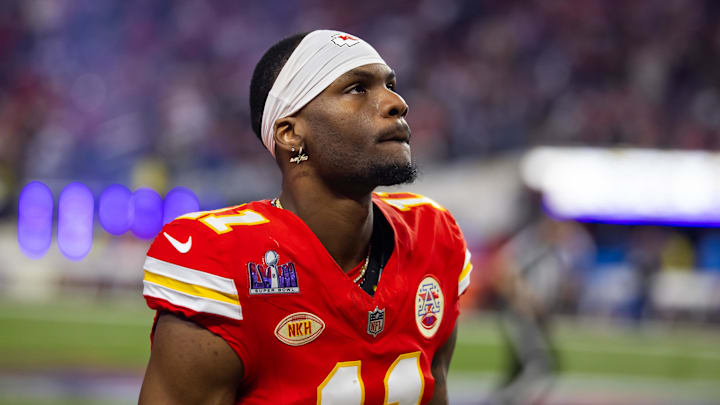 Feb 11, 2024; Paradise, Nevada, USA; Kansas City Chiefs wide receiver Marquez Valdes-Scantling (11)