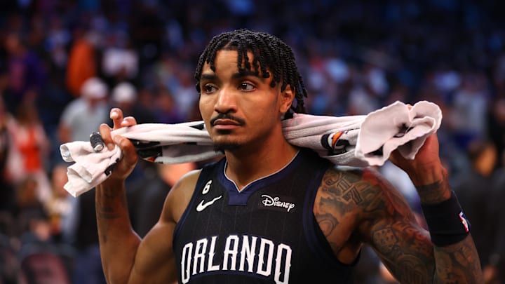 Orlando Magic guard Gary Harris reacts against the Phoenix Suns at Footprint Center on March 16, 2023.