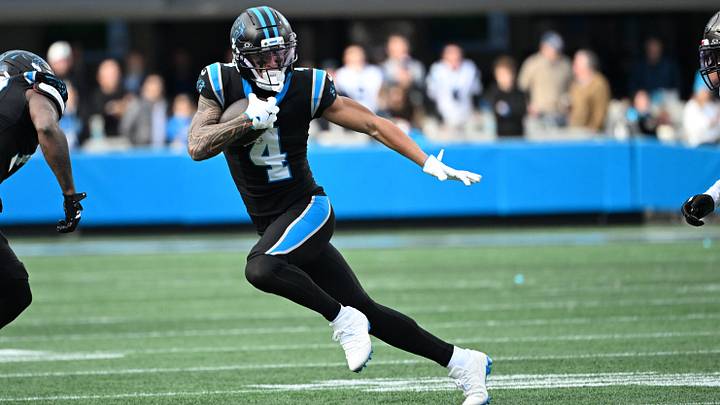 Carolina Panthers wide receiver Tetairoa McMillan (4) with the ball in the third quarter at Bank of America Stadium. Mandatory Credit: Bob Donnan-Imagn Images Carolina Panthers wide receiver Tetairoa McMillan (4) with the ball in the third quarter at Bank of America Stadium. Mandatory Credit: Bob Donnan-Imagn Images
