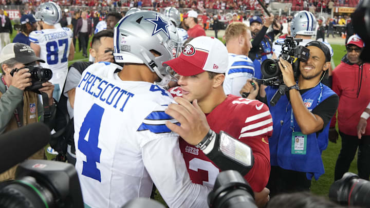 Dallas Cowboys quarterback Dak Prescott and San Francisco 49ers quarterback Brock Purdy.