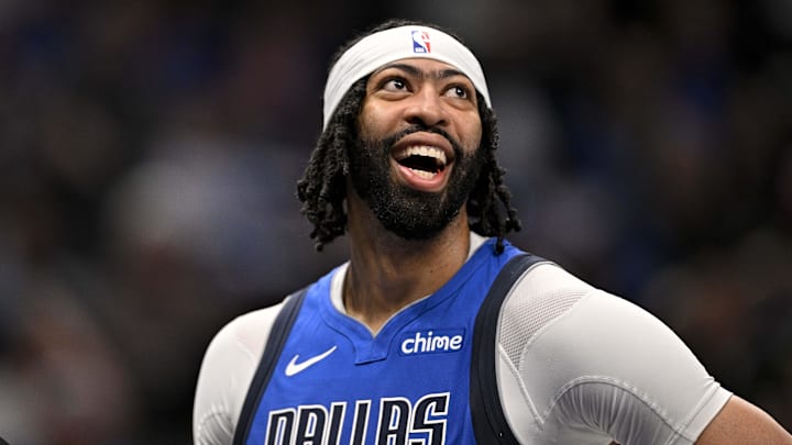 Mar 31, 2025; Dallas, Texas, USA; Dallas Mavericks forward Anthony Davis (3) looks on during the second half against the Brooklyn Nets at the American Airlines Center. Mandatory Credit: Jerome Miron-Imagn Images Mar 31, 2025; Dallas, Texas, USA; Dallas Mavericks forward Anthony Davis (3) looks on during the second half against the Brooklyn Nets at the American Airlines Center. Mandatory Credit: Jerome Miron-Imagn Images