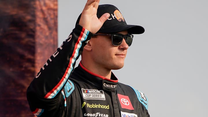 NASCAR Cup Series driver Corey Heim is introduced before the Cracker Barrel 400 at Nashville Superspeedway in Lebanon, Tenn., Sunday, June 1, 2025.