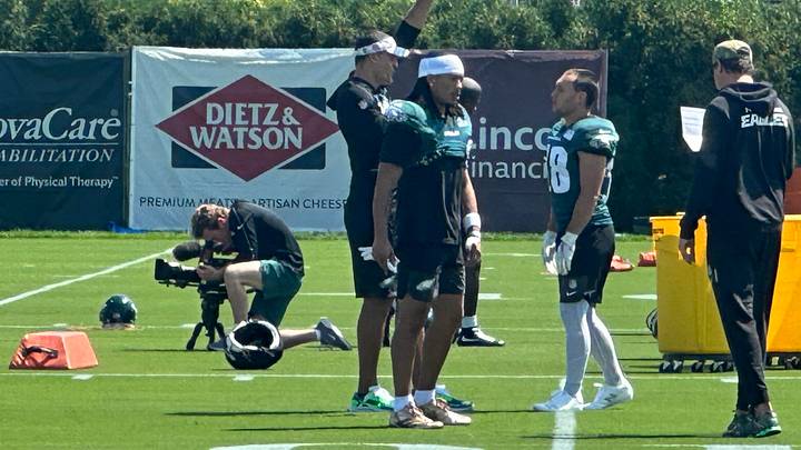 Eagles WR Makai Lemon was a full participant at practice on Aug. 24, 2026. Eagles WR Makai Lemon was a full participant at practice on Aug. 24, 2026.