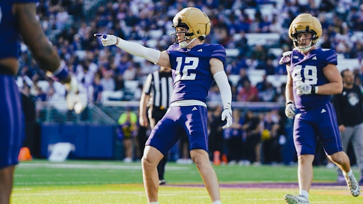 Alex McLaughlin celebrates after his 80-yard interception return in the Spring Game. Alex McLaughlin celebrates after his 80-yard interception return in the Spring Game.