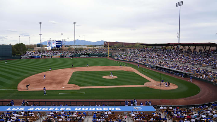 Mar 11, 2023; Phoenix, Arizona, USA; A general view of game action between the Los Angeles Dodgers