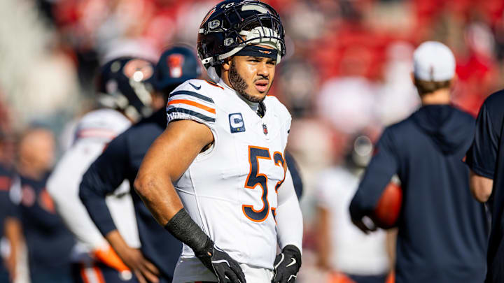 T.J. Edwards hamstring can be a huge factor for the Bears stopping the run this week but also containing QB Jaxson Dart.