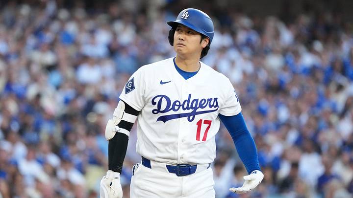 Jun 16, 2026; Los Angeles, California, USA; Los Angeles Dodgers designated hitter Shohei Ohtani (17) walks back to the dugout after striking out during the first inning against the Tampa Bay Rays at Dodger Stadium. Mandatory Credit: Kirby Lee-Imagn Images Jun 16, 2026; Los Angeles, California, USA; Los Angeles Dodgers designated hitter Shohei Ohtani (17) walks back to the dugout after striking out during the first inning against the Tampa Bay Rays at Dodger Stadium. Mandatory Credit: Kirby Lee-Imagn Images