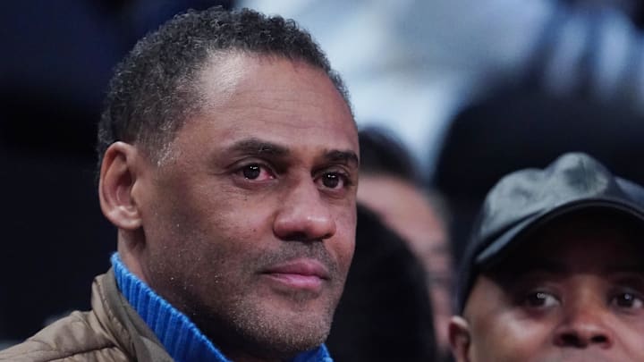 Feb 18, 2023; Salt Lake City, UT, USA; Detroit Pistons general manager Troy Weavers attends the