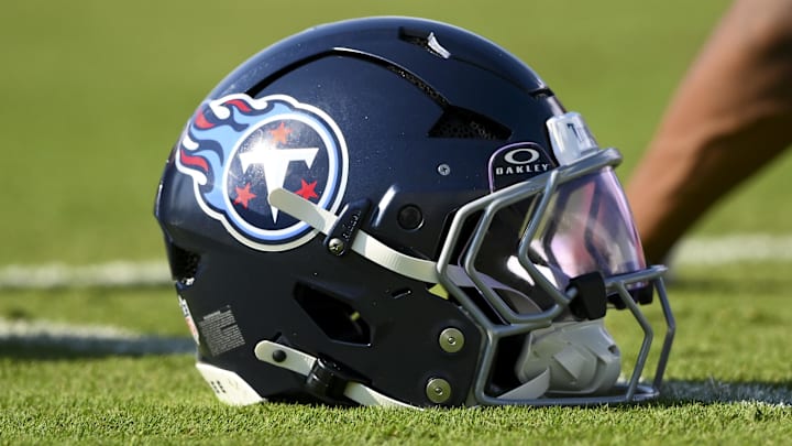 Tennessee Titans helmet during training camp at Ascension Saint Thomas Sports Park.
