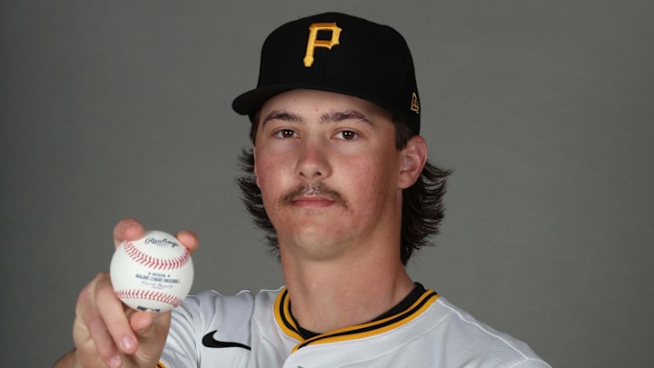 Feb 18, 2025; Bradenton, FL, USA; Pittsburgh Pirates pitcher Bubba Chandler (57) poses for a photo during media day at Pirate City. Mandatory Credit: Kim Klement Neitzel-Imagn Images Feb 18, 2025; Bradenton, FL, USA; Pittsburgh Pirates pitcher Bubba Chandler (57) poses for a photo during media day at Pirate City. Mandatory Credit: Kim Klement Neitzel-Imagn Images