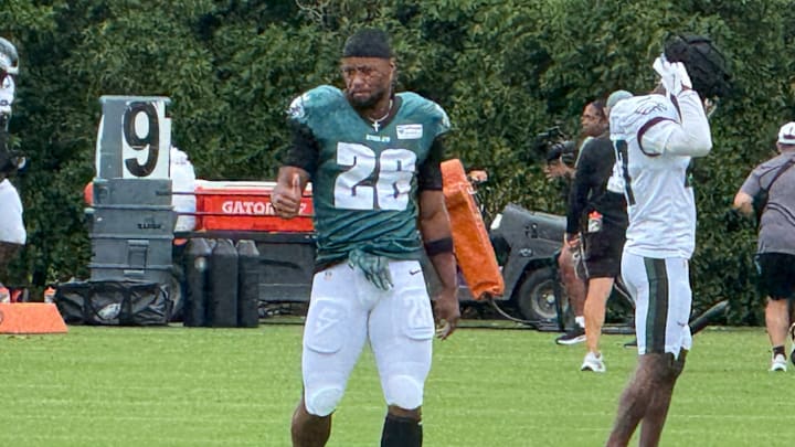 Running Back Saquon Barkley gets his work in during training camp.