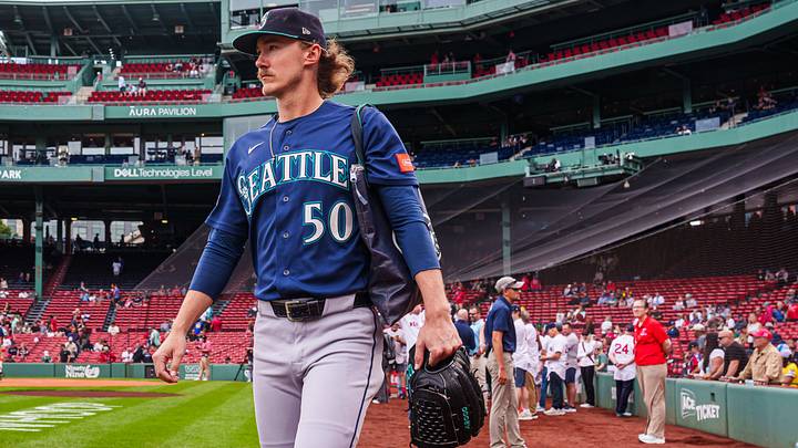 Sep 2, 2026; Boston, Massachusetts, USA; Seattle Mariners pitcher Bryce Miller (50) walks to the bullpen before the start of the game against the Boston Red Sox at Fenway Park. Mandatory Credit: David Butler II-Imagn Images Sep 2, 2026; Boston, Massachusetts, USA; Seattle Mariners pitcher Bryce Miller (50) walks to the bullpen before the start of the game against the Boston Red Sox at Fenway Park. Mandatory Credit: David Butler II-Imagn Images