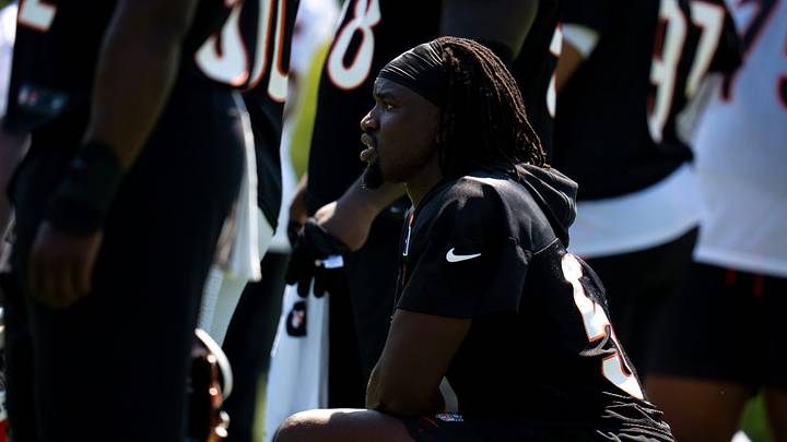 Cincinnati Bengals defensive end Boye Mafe (53) looks on during the Cincinnati Bengals Training Camp 2026 at Kettering Practice Field in Cincinnati on Thursday, July 30, 2026. Cincinnati Bengals defensive end Boye Mafe (53) looks on during the Cincinnati Bengals Training Camp 2026 at Kettering Practice Field in Cincinnati on Thursday, July 30, 2026.