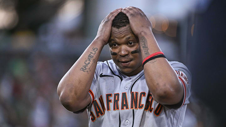 May 15, 2026; West Sacramento, California, USA; San Francisco Giants first baseman Rafael Devers (16) reacts after striking out against the Athletics during the fifth inning at Sutter Health Park. Mandatory Credit: Ed Szczepanski-Imagn Images May 15, 2026; West Sacramento, California, USA; San Francisco Giants first baseman Rafael Devers (16) reacts after striking out against the Athletics during the fifth inning at Sutter Health Park. Mandatory Credit: Ed Szczepanski-Imagn Images