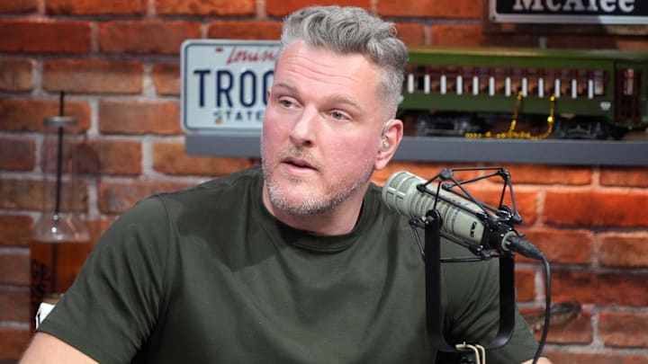 Feb 7, 2025; New Orleans, LA, USA; Pat McAfee on the Pat McAfee Show set on Radio Row at the Super Bowl LIX media center. Mandatory Credit: Kirby Lee-Imagn Images Feb 7, 2025; New Orleans, LA, USA; Pat McAfee on the Pat McAfee Show set on Radio Row at the Super Bowl LIX media center. Mandatory Credit: Kirby Lee-Imagn Images