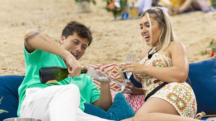 LOVE ISLAND USA -- Episode 607 -- Pictured: (l-r) Robert Rausch, Andrea Carmona -- (Photo by: Ben Symons/Peacock)
