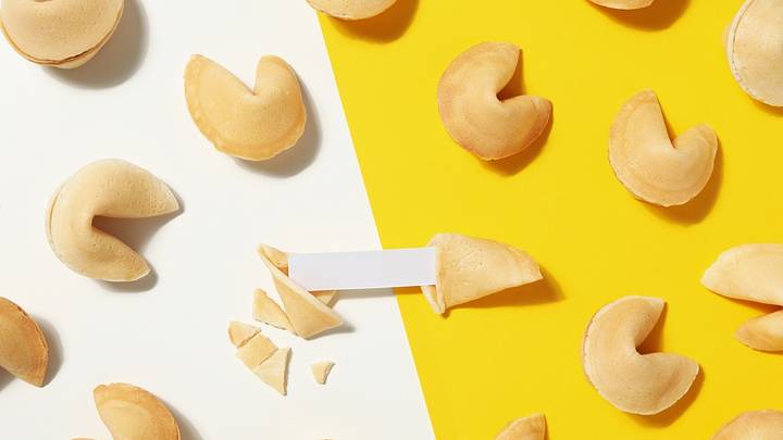 Fortune cookies on yellow background