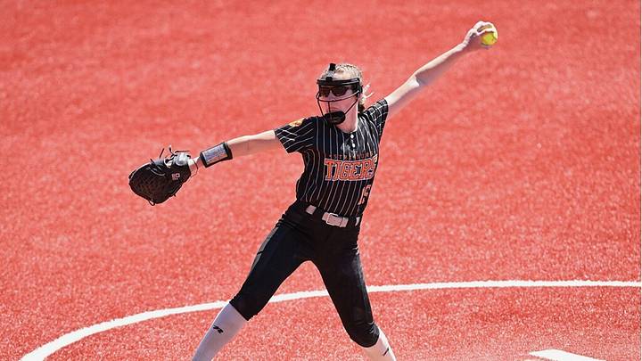 Amelia Spidell of Strasburg-Franklin delivers a pitch during the 2024 OHSAA state tournament at Akron's Firestone Stadium. Amelia Spidell of Strasburg-Franklin delivers a pitch during the 2024 OHSAA state tournament at Akron's Firestone Stadium.
