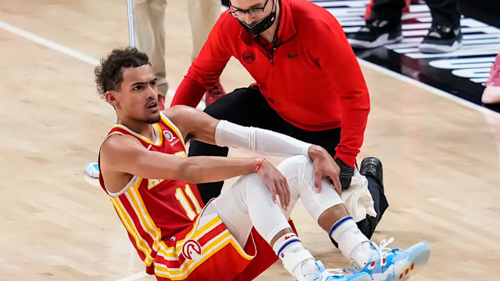 Trae Young Injury Game 3 vs Milwaukee Bucks 2021 Playoffs