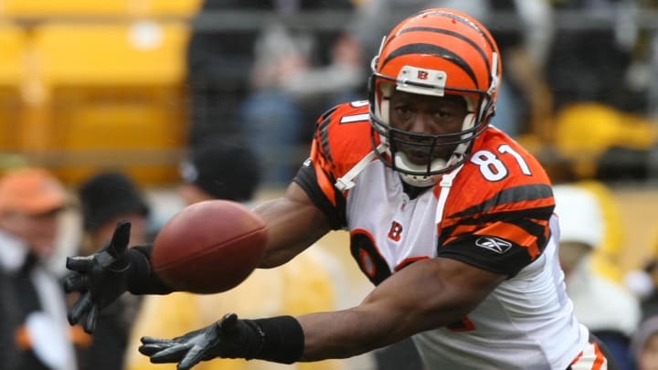 Dec 12, 2010; Pittsburgh , PA, USA; Cincinnati Bengals wide receiver Terrell Owens (81) catches a pass during warm ups before the game against the Pittsburgh Steelers at Heinz Field. Mandatory Credit: Jason Bridge-USA TODAY Sports Dec 12, 2010; Pittsburgh , PA, USA; Cincinnati Bengals wide receiver Terrell Owens (81) catches a pass during warm ups before the game against the Pittsburgh Steelers at Heinz Field. Mandatory Credit: Jason Bridge-USA TODAY Sports