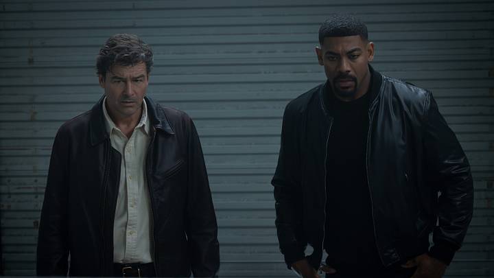 Kyle Chandler and Aaron Pierre in DC's LANTERNS