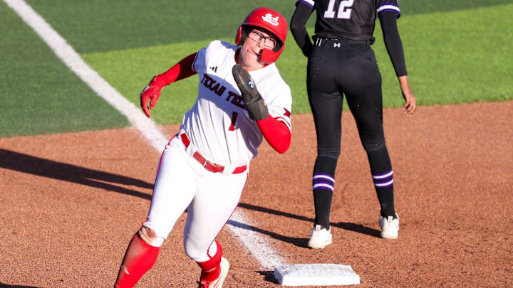 Texas Tech's runs the bases against Abilene Christian during a Division I non-conference softball game, Thursday, Feb. 26, 2026, at Rocky Johnson Field. Texas Tech's runs the bases against Abilene Christian during a Division I non-conference softball game, Thursday, Feb. 26, 2026, at Rocky Johnson Field.